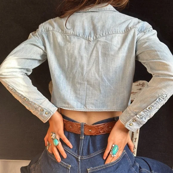 ALL SAINTS Flora Cropped Western Embroidered Snap Shirt XS EUC - Picture 6 of 7